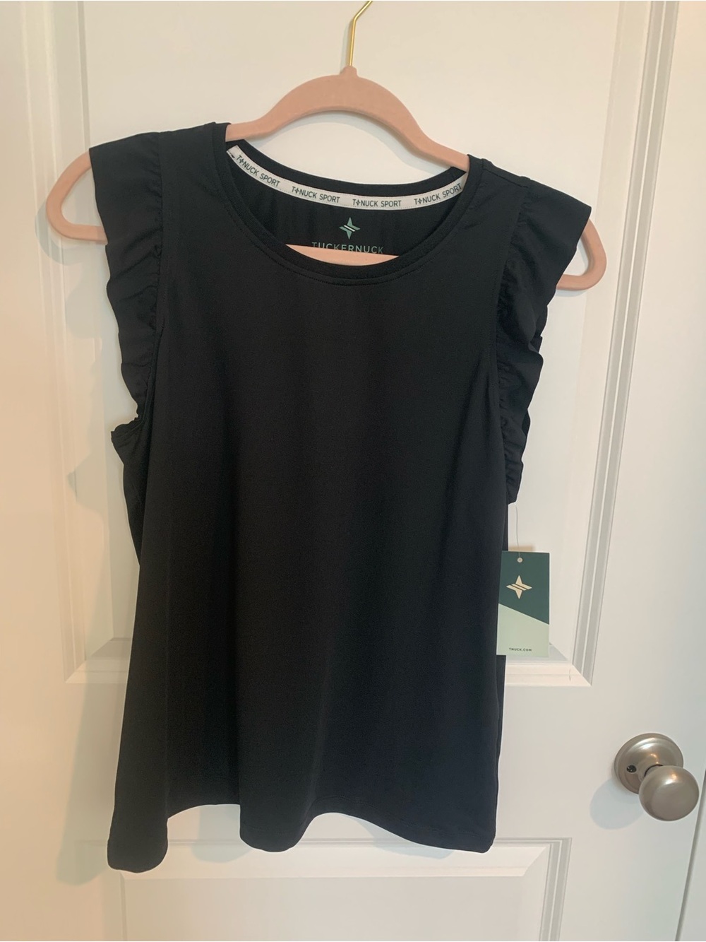 Tuckernuck Black Ruffle Sleeve Athletic Tank
